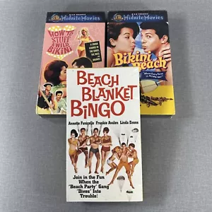 Beach Blanket Bingo ~ Bikini Beach ~ Stuff Wild Bikini ~ 3 VHS Tapes NEW Sealed - Picture 1 of 9