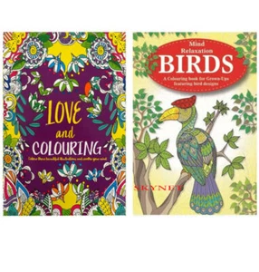 2 X COLOURING BOOK SET Mindfulness Relaxing Anti-Stress 72 Patterns Therapy - Picture 1 of 10