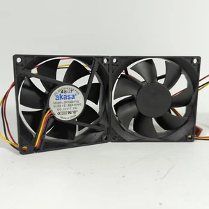 Pair (2x) Akasa DFS802512L Sleeve Bearing Fans Black 80mm 3-Pin - Afbeelding 1 van 3