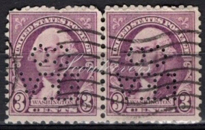 Perfins USA 1932, Sc720 2x 3c Washington. Used EEACo - Picture 1 of 3