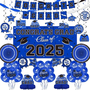Graduation Decorations 2025 Set - Banner, Backdrop, Balloons & Streamers Kit - Picture 1 of 19