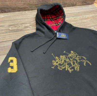 Polo Ralph Lauren Men’s Big & Tall Lunar New Year Triple-Pony Hoodie Black 3XB - Image 1 of 4