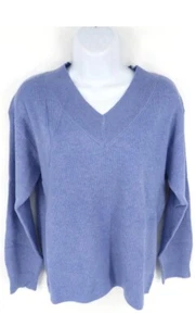 Nine West Women's V-Neck Ribbed Heron Blue Sweater XXL NWOT $49 - Picture 1 of 7