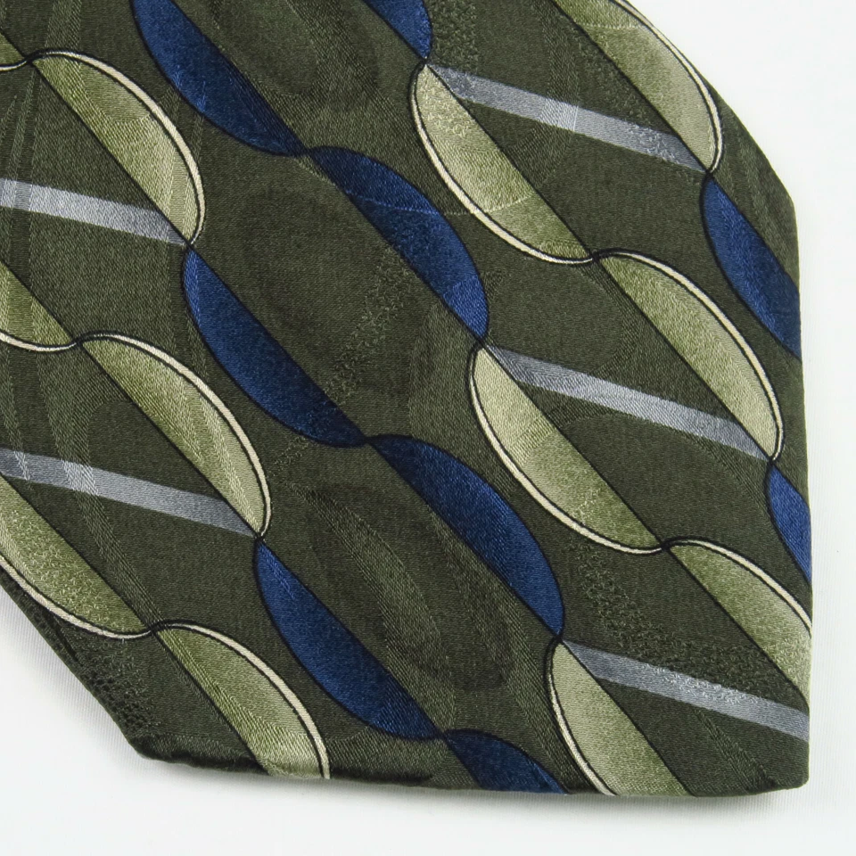 Corbata Oleg Cassini Hombre Geométrica Abstracta Verde Azul 57"x4" Años 80 Retro  Foto 1 de 4