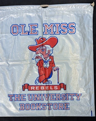 RARE VINTAGE OLE MISS COLONEL REB UNIVERSITY BOOKSTORE DRAWSTRING BAG CAMPUS MAP Cover