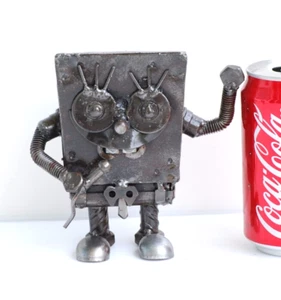 Handmade SpongeBob Metal Sculpture | Welded Scrap Steel Art | Cartoon Decor - Picture 1 of 5