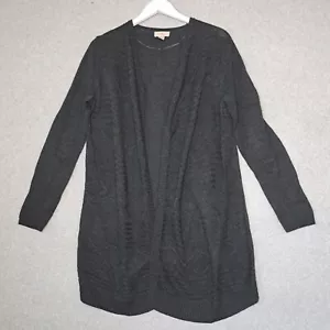 Cárdigan Ann Taylor Loft Mujer Medio Frente Abierto Gris Carbón Abuela Suéter - Imagen 1 de 17