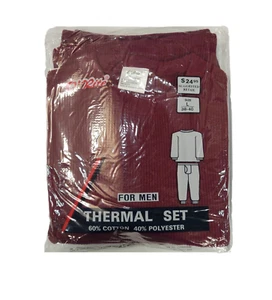 New Vintage Thermal Set, Large Maroon/Wine, Ribbed Crewneck & Cuffs, Extra Warm - Picture 1 of 3