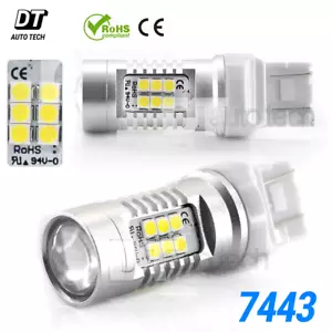 7443 T20 Hi-Power LED 6000K Blanco Freno Inverso Luz de Parada Trasera Bombillas DRL - Imagen 1 de 9