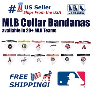 Pets First MLB White Dog Bandana with Adjustable Collar & MLB Team Logo - Picture 1 of 38