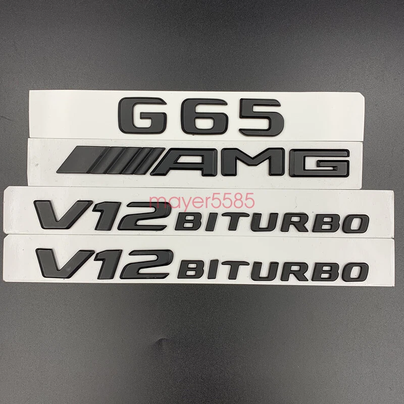 Juego de pegatinas emblema biturbo negro mate Mercedes Benz G65 AMG V8 para G65 Foto 1 de 4