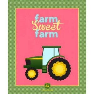 100% Cotton Fabric Springs Creative John Deere Farm Sweet Farm Tractor Panel - Picture 1 of 1