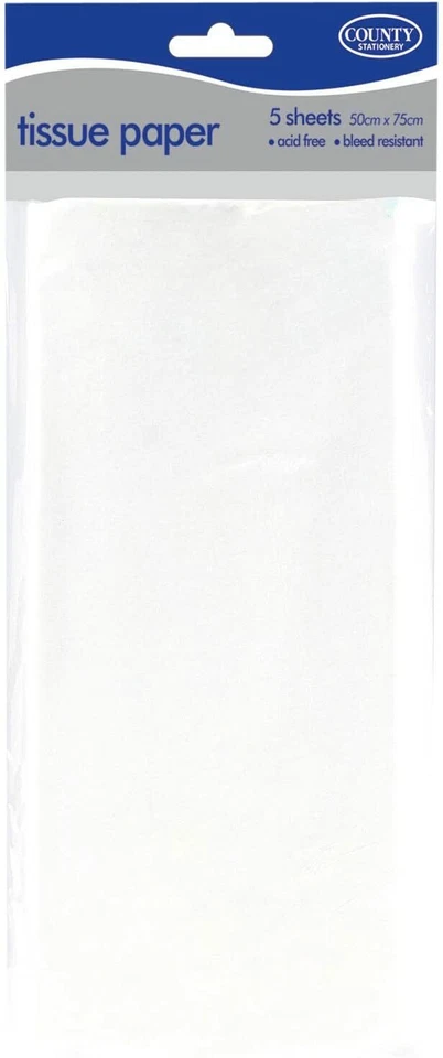 5 sheets white tissue paper, acid free, wrapped by County Stationery - Image 1 of 1