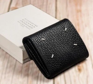 Maison Margiela Leather Money Bi-fold Wallet Card Case Blacksp - Picture 1 of 4