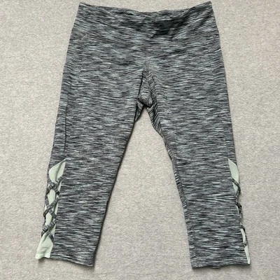 Champion Mint Green Black Capri Leggings Women's Size XL Athleisure Mesh Detail - Image 1 of 4