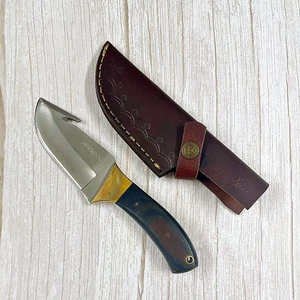 8" Jagdmesser mit 4" Darmhaken Klinge & Lederscheide - feste Klinge Outdoor - Bild 1 von 13