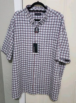 Camisa Roundtree & Yorke 4XB Manga Corta Cuadros 100% Algodón Nueva con Etiquetas Fresca Comodidad Foto 1 de 4