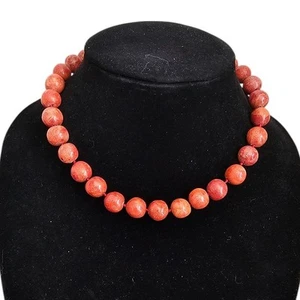 Vintage Mid Century Single Strand Chunky Beaded Choker Necklace Coral Color - Picture 1 of 5