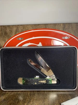 Cuchillo de acero inoxidable Case xx Trapper Jigged Bermuda hueso verde 10858 con estaño. Foto 1 de 4