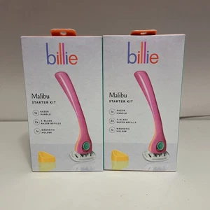 (2) Kit avviamento rasoio Billie Malibu - 5 lame + 2 ricariche supporto magnetico - Foto 1 di 4