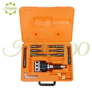 10Pcs Carbide Indexable Tipped 3/4" Boring Bar Set + 3Inch Boring Head R8 Shank - Picture 1 of 13