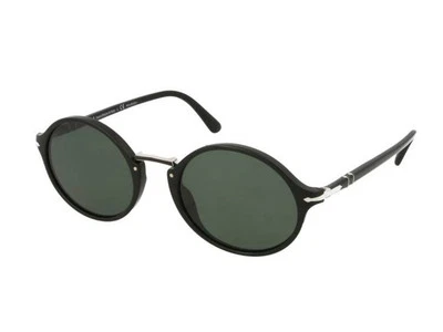 PERSOL ОВАЛЬНЫЙ ЗАСТЕНЧИВЫЙ ЧЕРНЫЙ СЕРЕБРЯНЫЙ ПОЛЯРНЫЙ КРИСТАЛЛ ЗЕЛЕНЫЙ СОЛНЦЕЗАЩИТНЫЕ ОЧКИ PO3208S 95/58 НОВЫЙ 50 - Изображение 1 из 4