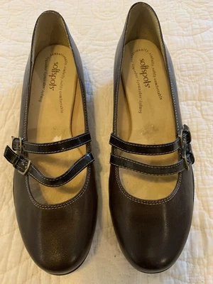 Softspots Womens 10M Brown Leather Upper Mary Jane Low Pumps Comfort Heels - Image 1 of 3