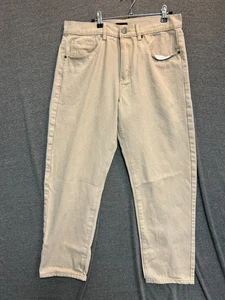 Pantalones de mezclilla Lime Tree para hombre 36x32 beige algodón tiro alto calce regular pierna recta - Imagen 1 de 10