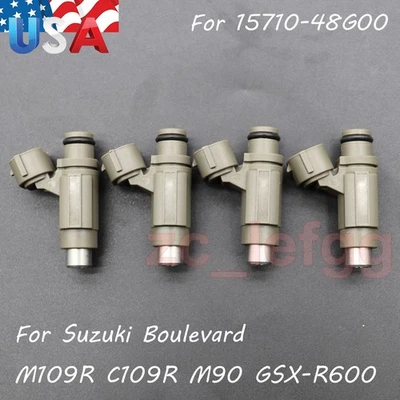4Pcs For Suzuki Boulevard M109R C109R M90 GSX-R600 Fuel Injector 15710-48G00 - Image 1 of 4