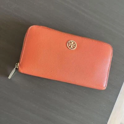 Tory Burch Women Wallet Round Zipper Long Orange Limited Edition VHTF Rare Elega - Image 1 of 4