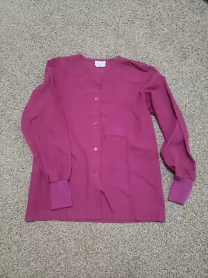 Women's Peaches Uniforms Size Medium Long Sleeve Purple Scrub Top - Image 1 of 4