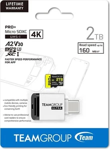 Team 2TB Pro+ microSDXC UHS-I/U3 Memory Card with card reader TPPMSDX2TIA2V3072 - Picture 1 of 1