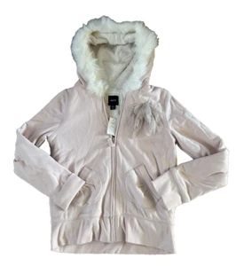 GapKids Pink&White Full Zip w/ Faux Fur Trim Hoodie-Size XXLarge (14-16)-New/NWT - Picture 1 of 5