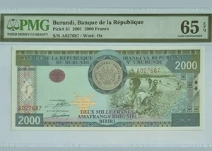 2001 BURUNDI 2000 FRANCS PMG65 EPQ <P-41> GEM UNC (Prefix A) - Picture 1 of 2