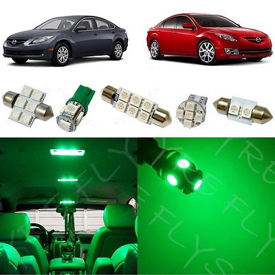 7x Green LED lights interior package kit for 2009-2013 Mazda 6 Mazda6 MS1G - Image 1 of 4