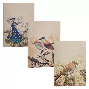 Vogel Journal Set 3 liniertes Notizbuch 8,25" Handarbeit in Italien Recyclingpapier Pfau - Bild 1 von 11