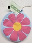 1 Printed Jumbo Cotton Round Pot Holder, approx. 7.25", PINK FLOWER ON BLUE, HL