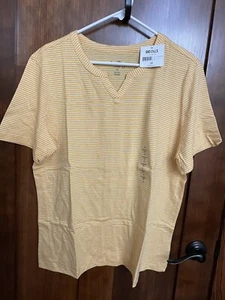 Coral Bay Cotton T-Shirt 1X Yellow and White Stripe NWT - Picture 1 of 4