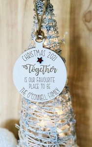 Personalised Christmas Decoration Eco Friendly Wooden Tree Bauble Family Gift - Picture 1 of 2