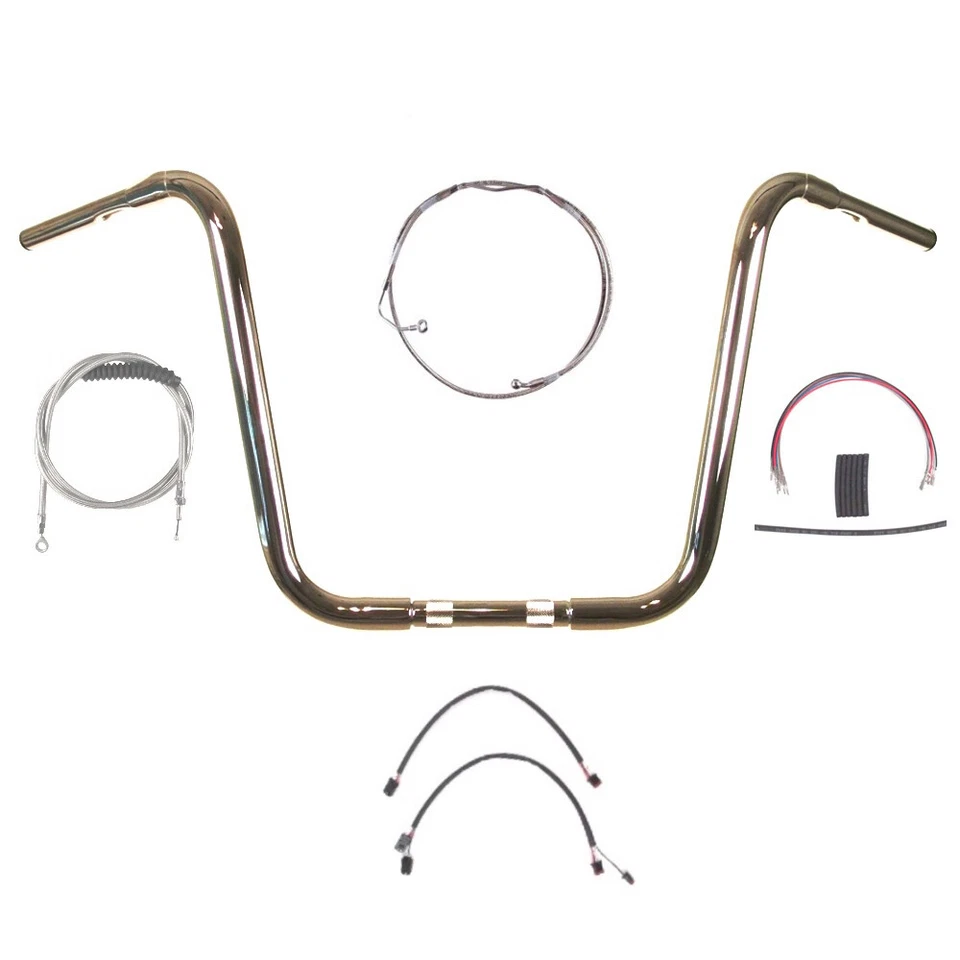 Kit de manillar colgante Ape 2014-2016 Harley Road King 1/4" cromado 16" con ABS Foto 1 de 2
