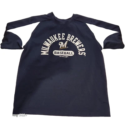 Camiseta deportiva de los Milwaukee Brewers equipo atletismo béisbol azul marino juvenil Foto 1 de 3