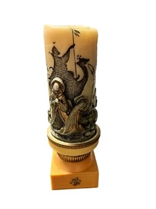 Vintage 1970s British Hong Kong Christmas ADORATION CANDLE & HOLDER Nativity - Picture 1 of 10