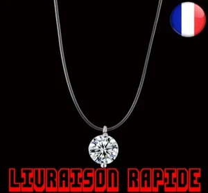 Collier Invisible Éblouissant Zircon Transparent Ligne Pêche Pendentif Bijoux - Bild 1 von 1