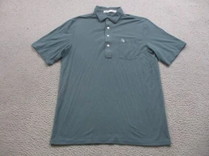 Criquet Polo Shirt Mens Medium Green Short Sleeve Cotton Golf Preppy Stretch - Picture 1 of 13