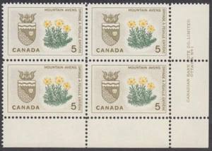 Canada - #429 Provincial Flowers & Coats-Of-Arms, NWT Plate Block - MNH - Picture 1 of 1