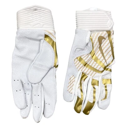Nike Women's Hyperdiamond Pro Softball Batting Gloves White / Gold