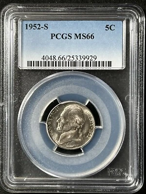 1952-S  5C Jefferson Nickel PCGS MS66  25339929 - Image 1 of 2