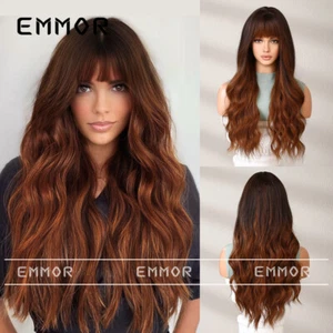 65cm Wigs ombre Brown part long curly small Curly hair natural as human ahir AD - Picture 1 of 6