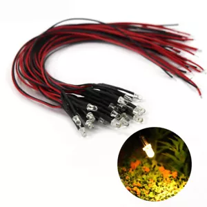 40pcs Pre-wired Resistor 26awg 20cm Wire 3mm LED Light 12V Warm White L123WM - Picture 1 of 6