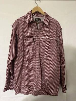 Men’s Drake Waterfowl Long Sleeve Plaid Shirt| Men’s Sz Medium| Red & White - Image 1 of 4